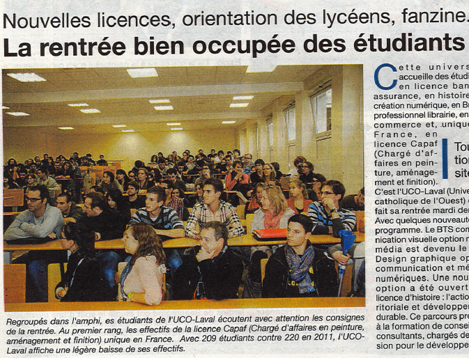 article Courrier de la Mayenne - rentr�e UCO Laval